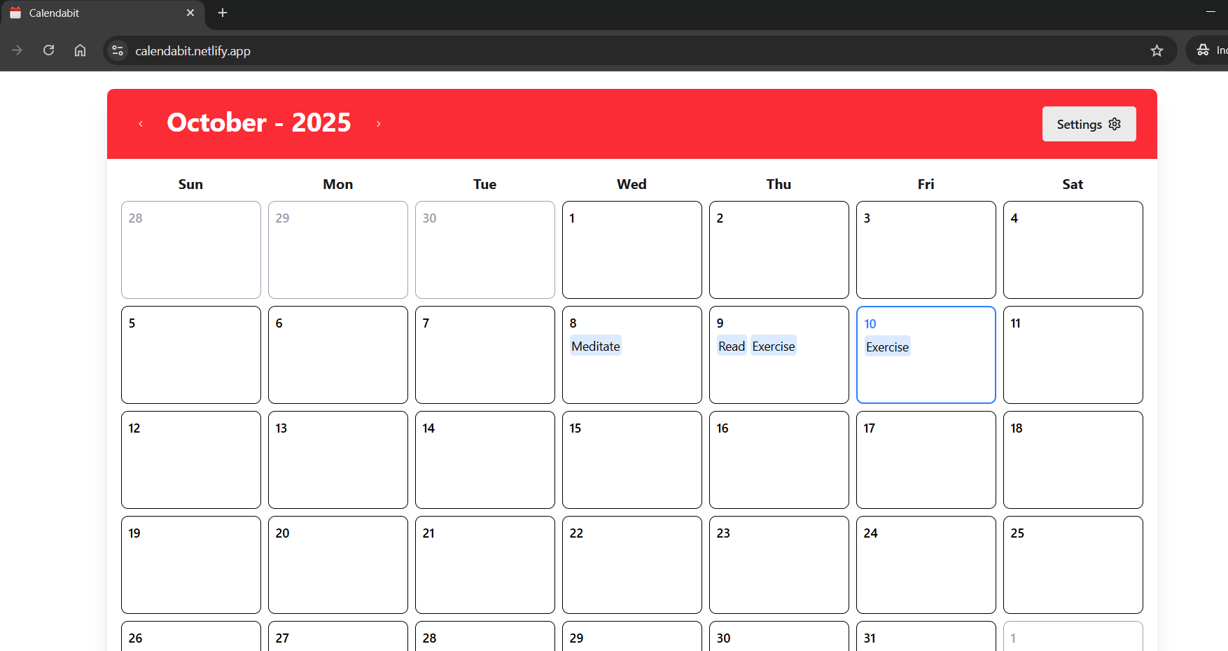 calendabit homepage